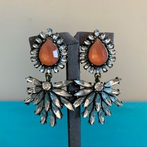BaubleBar Peach & Crystal Half Drop Post Earrings